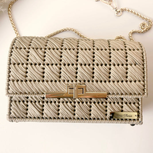 Handmade cord woven handbag CW-Beige